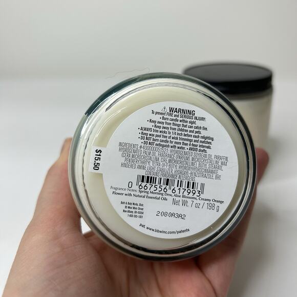 Bath & Body Works Single Wick Candle Lot Of 2 Fresh Spring Morning 7oz - Picture 5 of 6